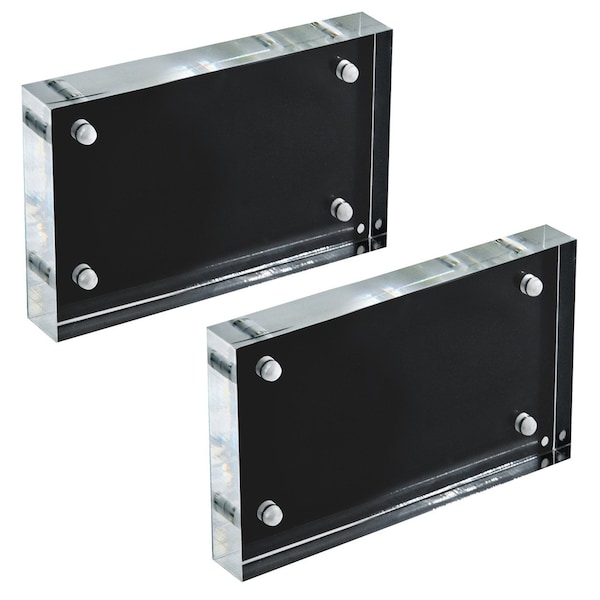 Azar Displays Black Acrylic Block with Metal Back Plate 4.5 in. X 3 in., 2PK 104663-BLK-2PK - main